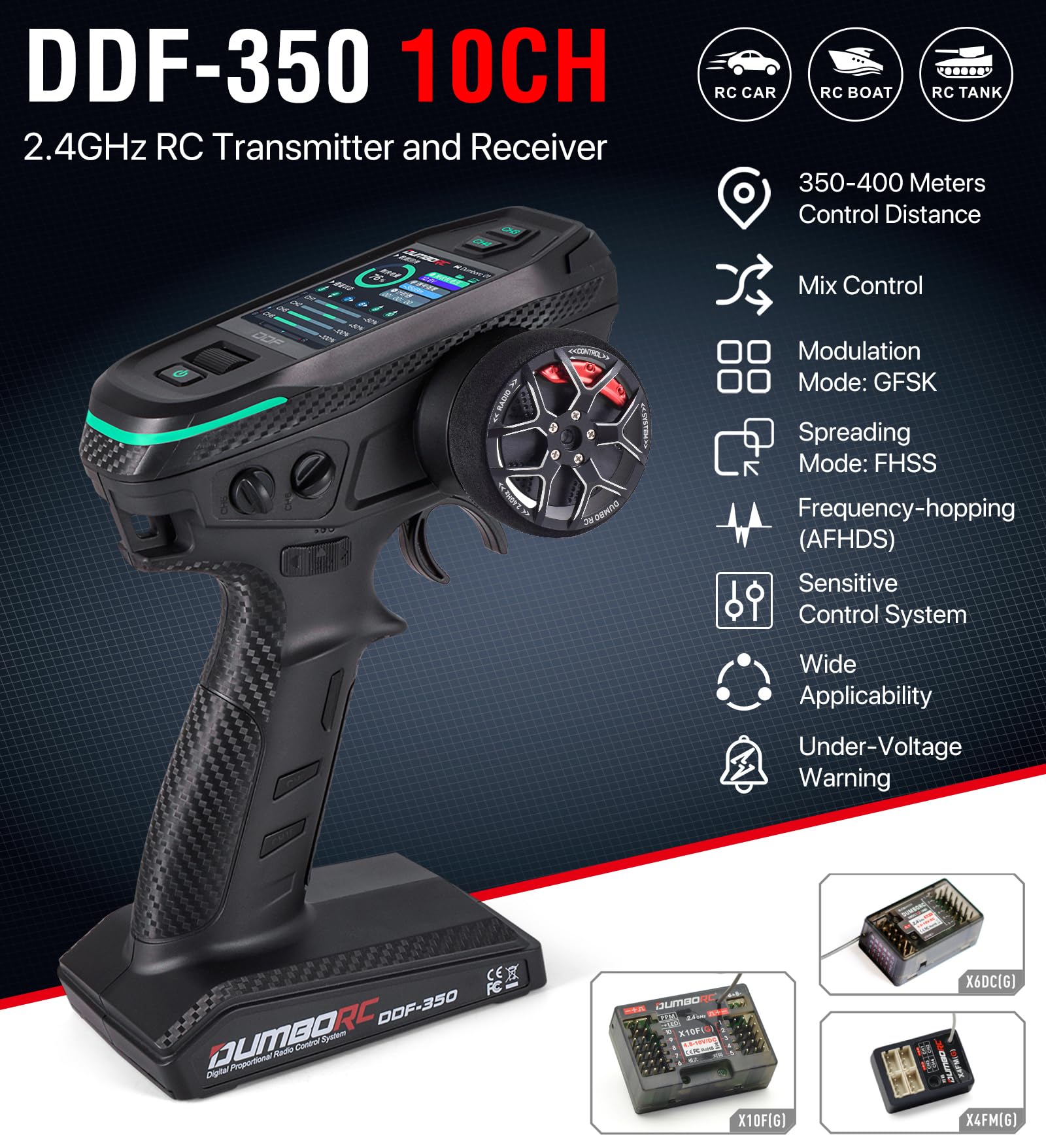 Dumbo - Transmissor de rádio Rc DDF-350 controlo remoto e recetor